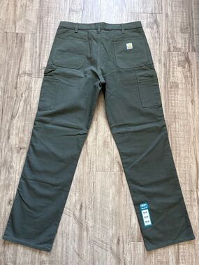 Carhartt Men’s Dark olive Green Duck Canvas Work Pants relaxed workwear 38x34